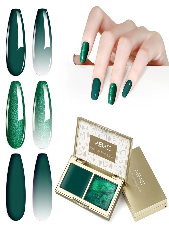 ABAC Evergreen Glimmer Ombre Patting Gel Set - Christmas Green & Green Glitter Solid Gel Polish Duo for Seamless Gradient Mermaid & Holiday Nails,6g Full-Size,10-Free DIY Nail Art Kit - Image 1